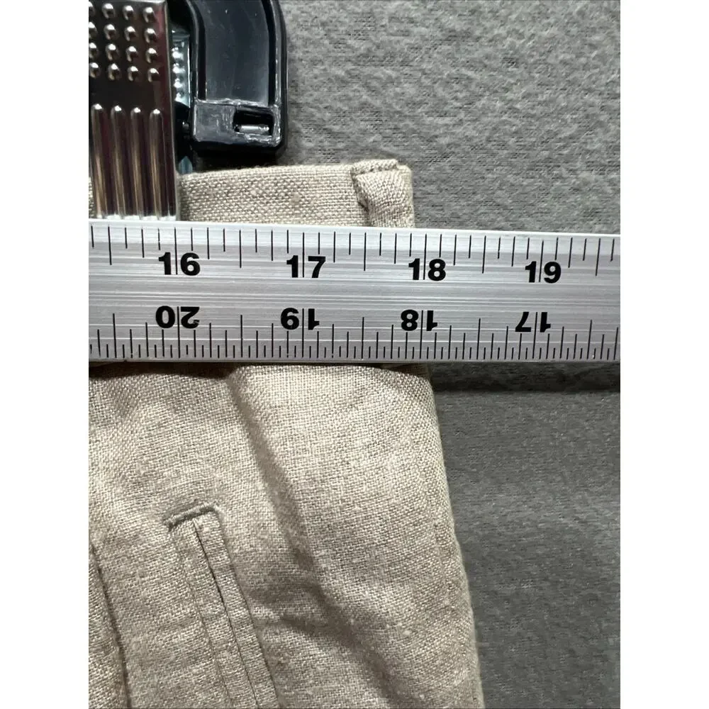 Perry Ellis Preppy Chinos Relaxed Pleated Linen Blend Pants Beige Mens Sz 36x30